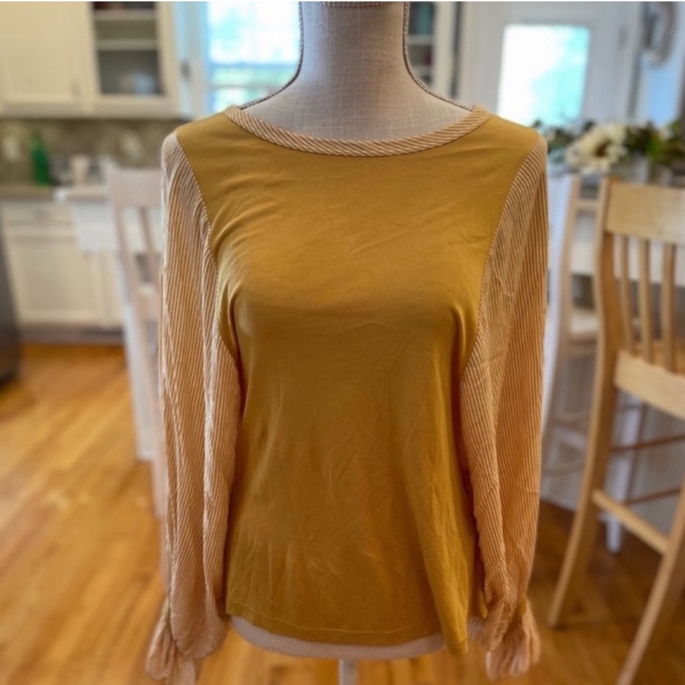 Hailey & Co. mustard yellow long sleeve striped top
